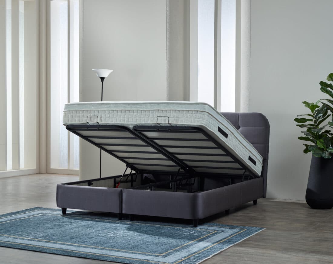 Opbergboxspring Rondo 8211 Stof Velvet Antraciet 8211 160 215 200 Cm