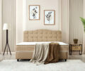Opbergboxspring Marrakech - Kunstleer Beige - 140x200 cm