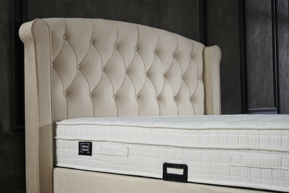 Opbergboxspring Aurora 8211 Velvet Beige 8211 180 215 200 Cm