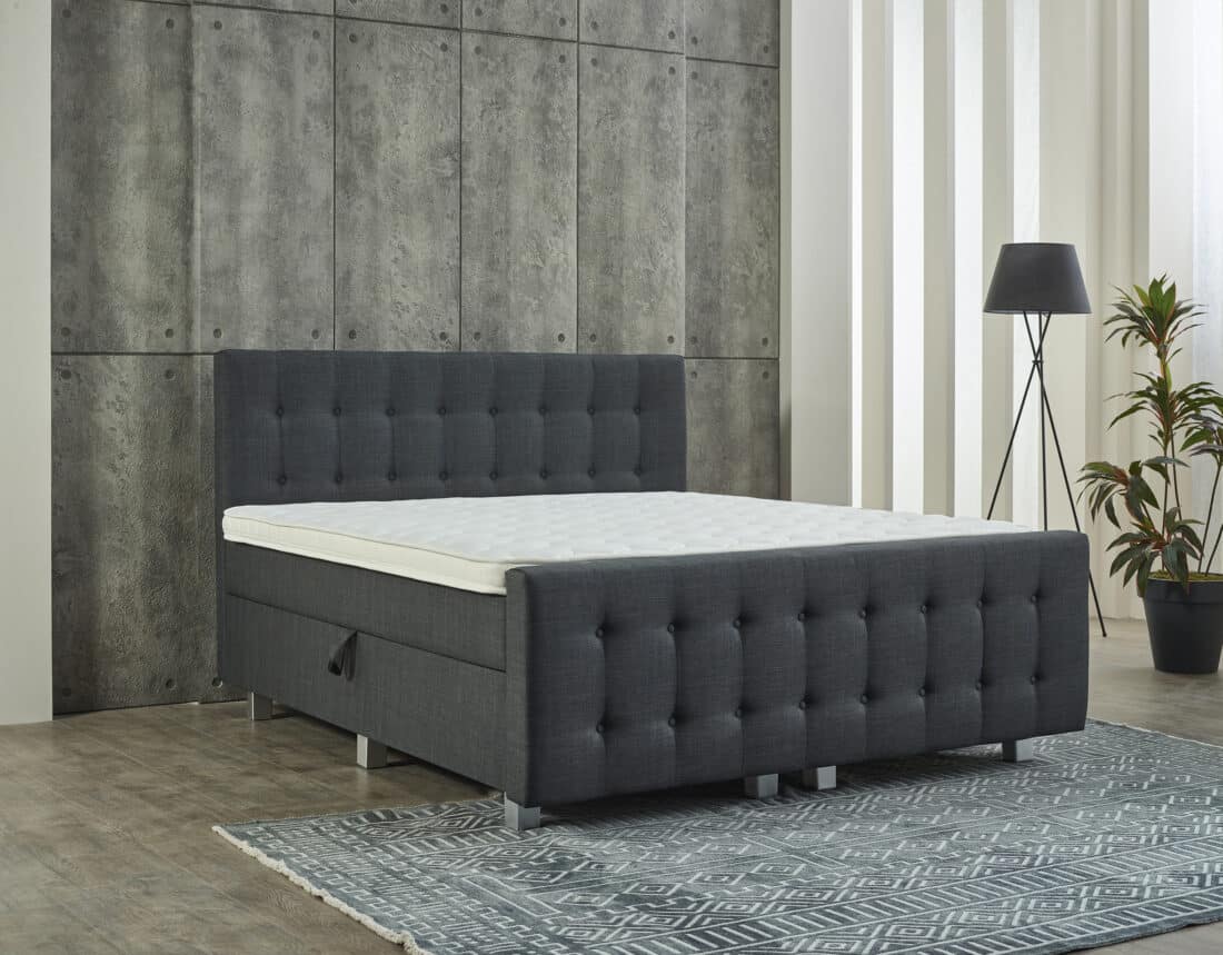 Opbergboxspring Shurgard 8211 Stof Antraciet 8211 140 215 200 Cm 8211 Met Voetbord