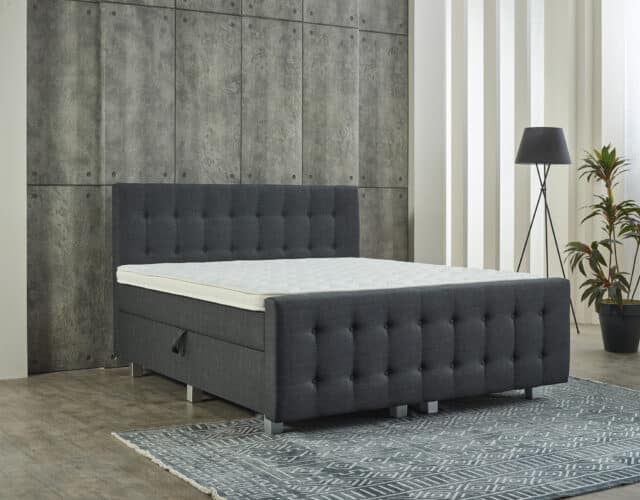 Opbergboxspring Shurgard 8211 Stof Antraciet 8211 180 215 200 Cm 8211 Met Voetbord