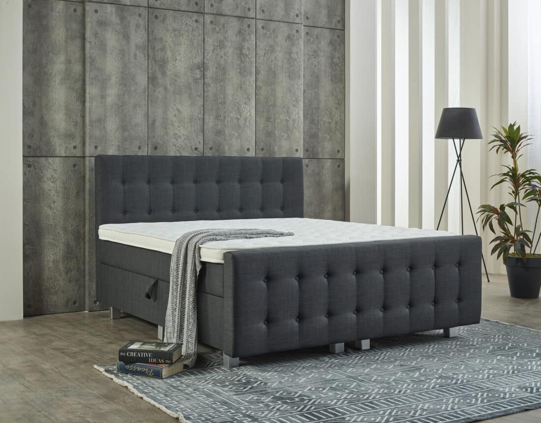 Opbergboxspring Shurgard 8211 Stof Antraciet 8211 180 215 200 Cm 8211 Met Voetbord Opbergboxspring Shurgard 8211 Stof Antraciet 8211 180 215 200 Cm 8211 Met Voetbord