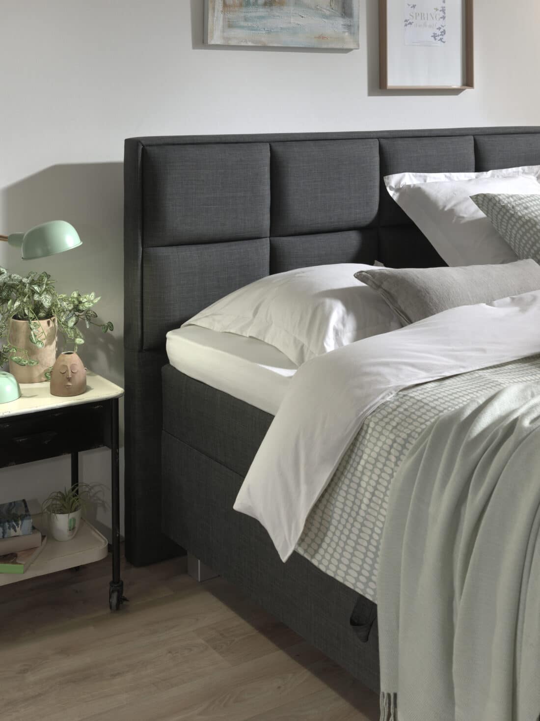 Opbergboxspring Grande 8211 Stof Antraciet 8211 180 215 200 Cm