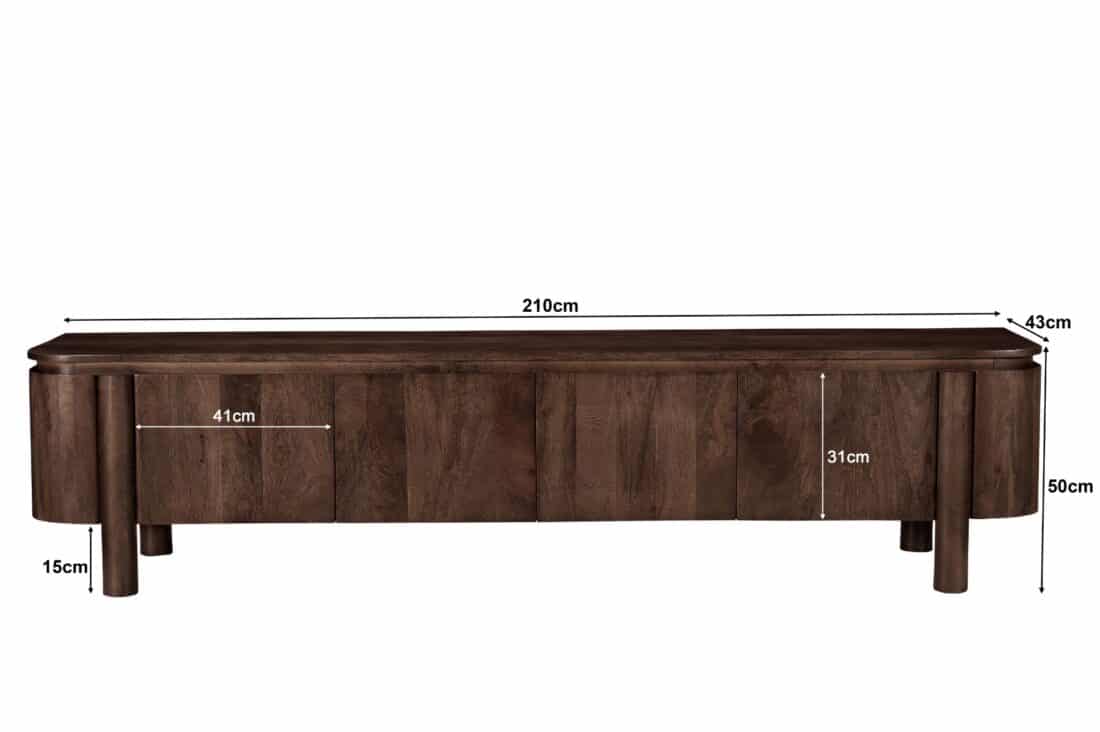 Tv Dressoir Salano 8211 Hardhout Bruin 8211 210 Cm