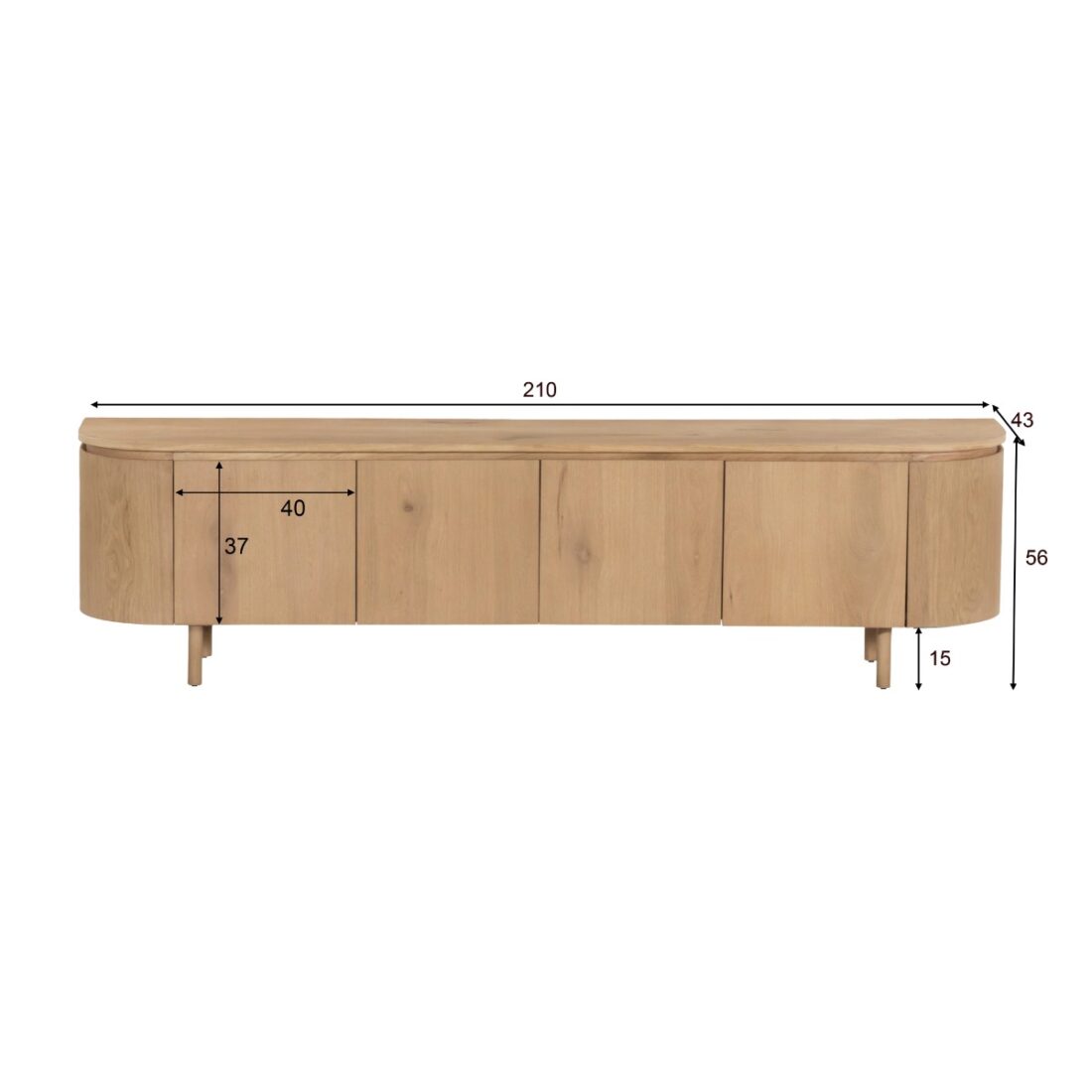 Tv Dressoir Tobago 8211 Eiken Naturel 8211 210 Cm Tv Dressoir Tobago 8211 Eiken Naturel 8211 210 Cm