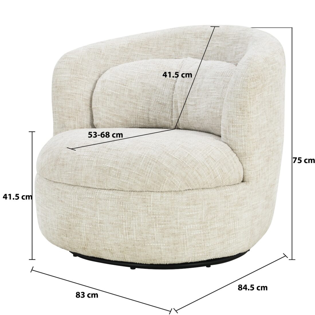 Draaifauteuil Britt 8211 Stof Crme