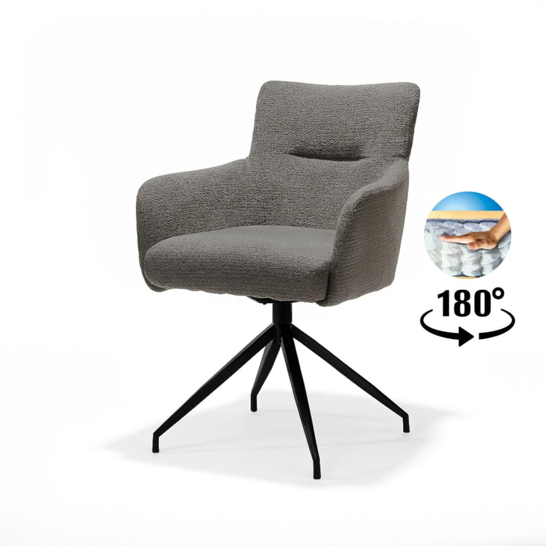 Eetkamerstoel Joey 8211 Stof Retro Bliss Antraciet 8211 Metaal