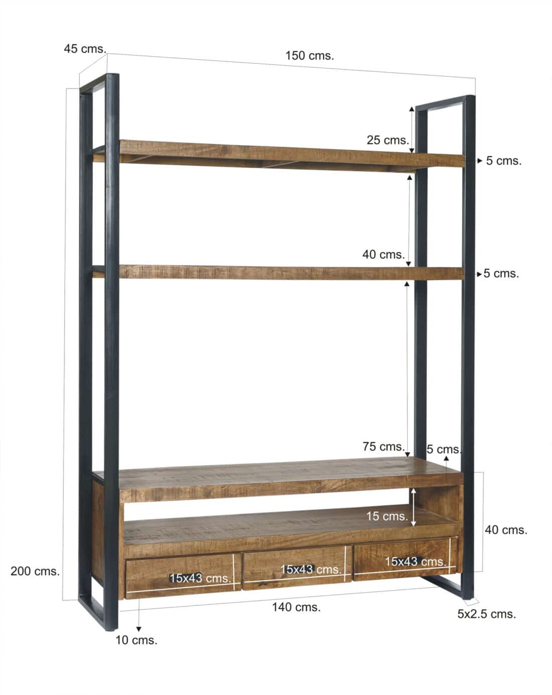 Wandmeubel Nairobi High 8211 Mangohout 8211 Metaal 8211 Hoogte 150 Cm Wandmeubel Nairobi High 8211 Mangohout 8211 Metaal 8211 Hoogte 150 Cm