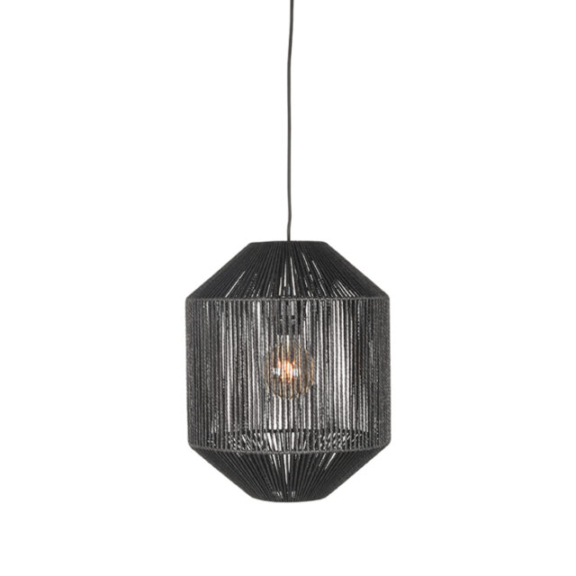 Hanglamp Ibiza 8211 Zwart 8211 Jute 8211 1 Lichts Cilinder