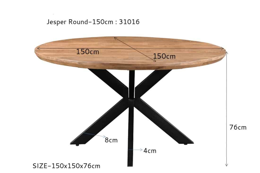 Eetkamertafel Jesper 8211 Naturel Hardhout 8211 Metaal 8211 Rond 8211 150 Cm Eetkamertafel Jesper 8211 Naturel Hardhout 8211 Metaal 8211 Rond 8211 150 Cm