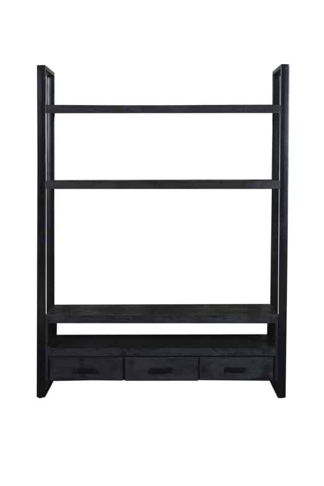 Wandmeubel Norris High 8211 Zwart Mangohout 8211 Metaal 8211 Hoogte 150 Cm