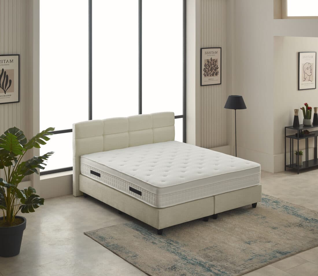 Boxspring Vida 8211 Stof Teddy Beige 8211 180 215 200 Cm