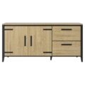 Dressoir Cork - Eiken afwerking / zwart - 2 deuren en 2 laden - Lengte 190 cm