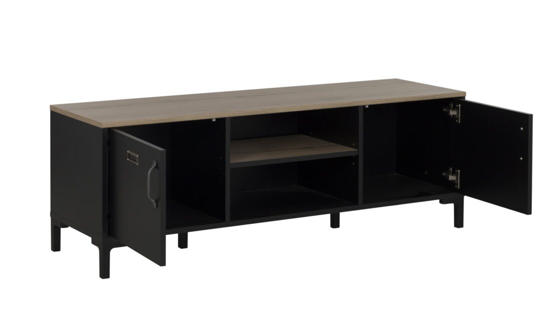 Tv Meubel Manchester 8211 Chne Helvezia Zwart 8211 2 Deuren 2 Vakken Tv Meubel Manchester 8211 Chne Helvezia Zwart 8211 2 Deuren 2 Vakken