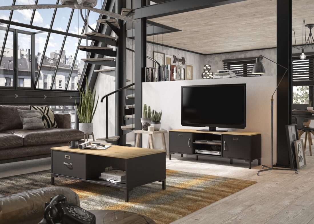 Tv Meubel Manchester 8211 Chne Helvezia Zwart 8211 2 Deuren 2 Vakken Tv Meubel Manchester 8211 Chne Helvezia Zwart 8211 2 Deuren 2 Vakken