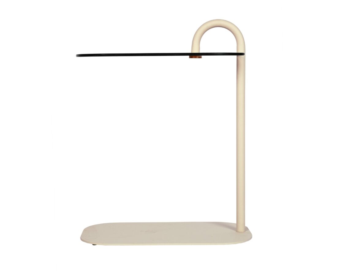 Bijzettafel Brix Amy 8211 Beige Metaal 8211 Glas