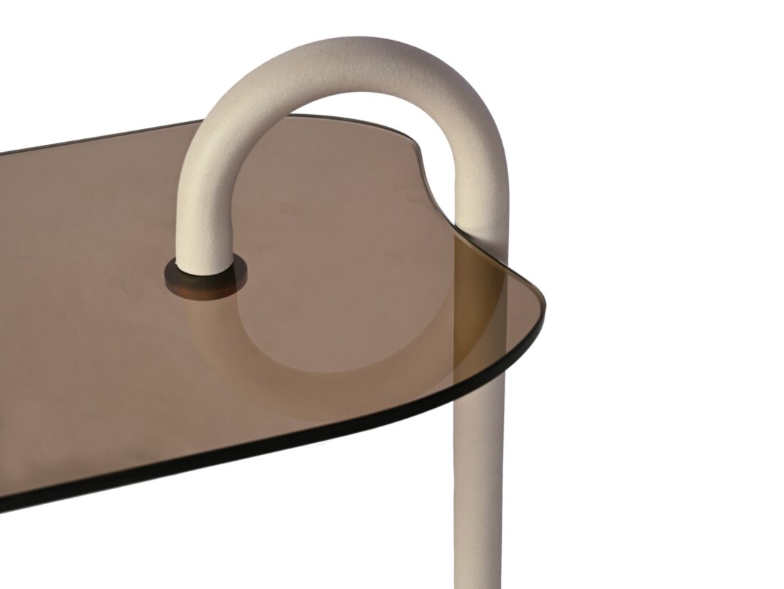 Bijzettafel Brix Amy 8211 Beige Metaal 8211 Glas