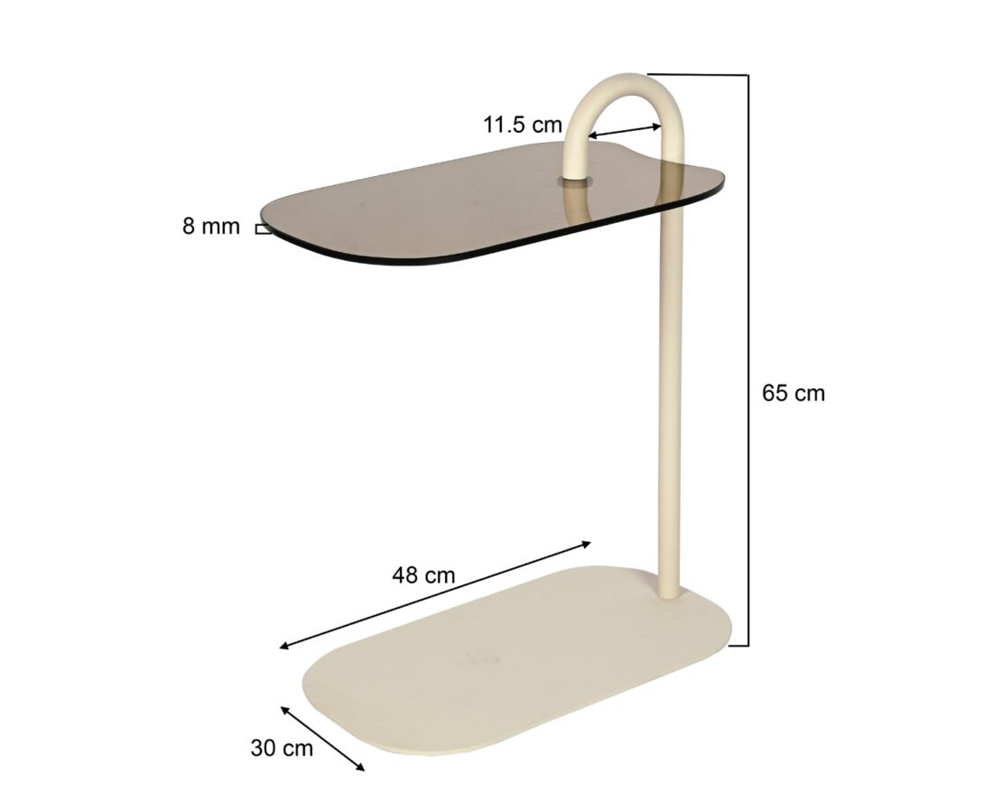 Bijzettafel Brix Amy 8211 Beige Metaal 8211 Glas