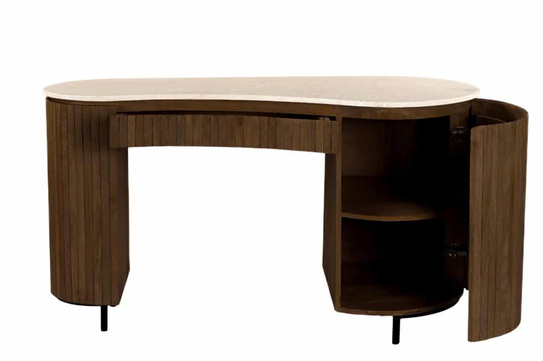 Bureau Brix Dexter 8211 Natuursteen Blad Bottecino 8211 Mangohout