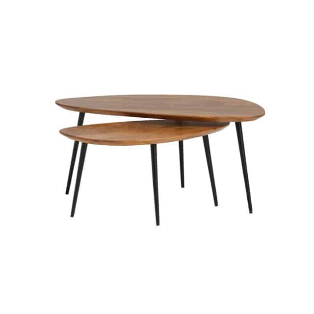 Salontafel Ginger 8211 Gember Mangohout 8211 Metaal 8211 Set Van 2 8211 Organisch