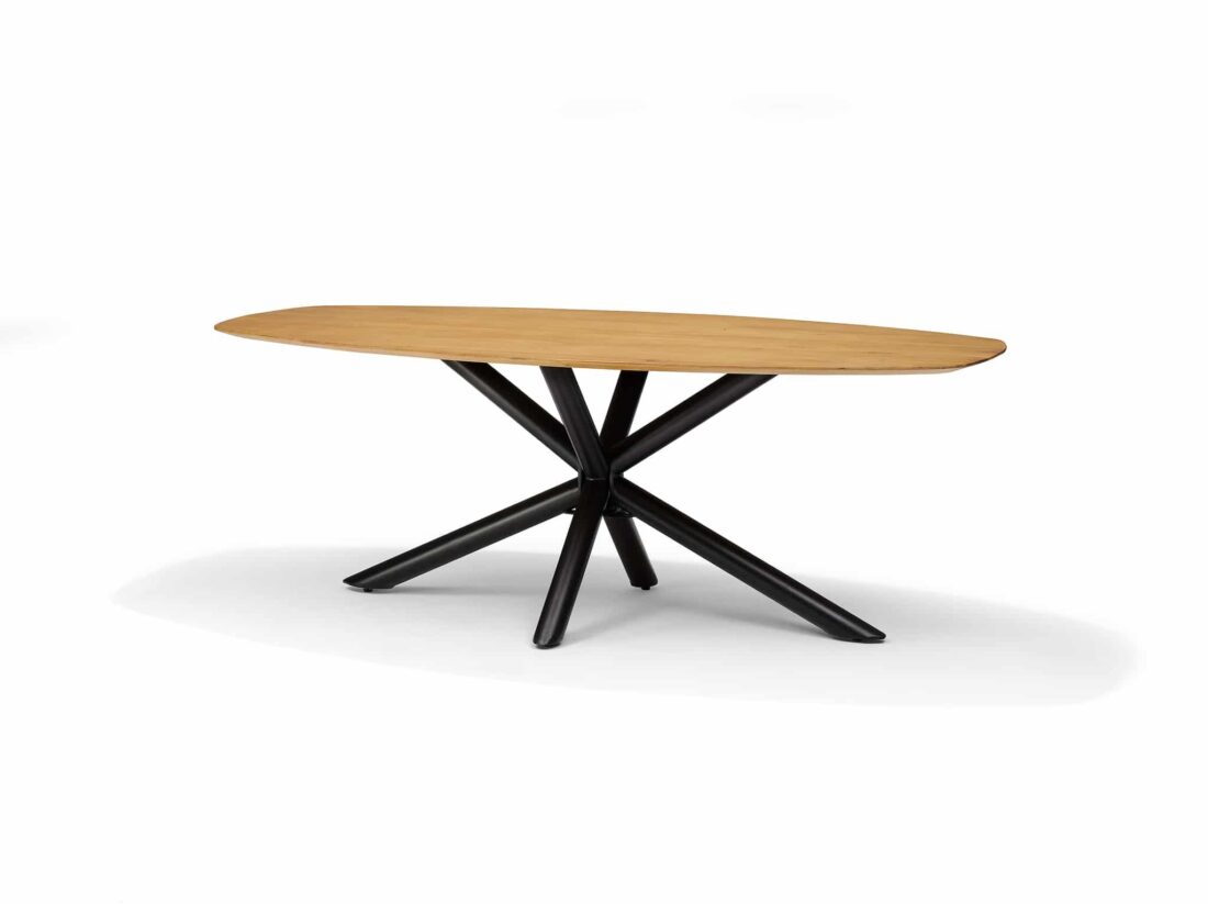 Eetkamertafel Sirius 8211 Mango Naturel 8211 190 215 110 Cm 8211 Bootvormig
