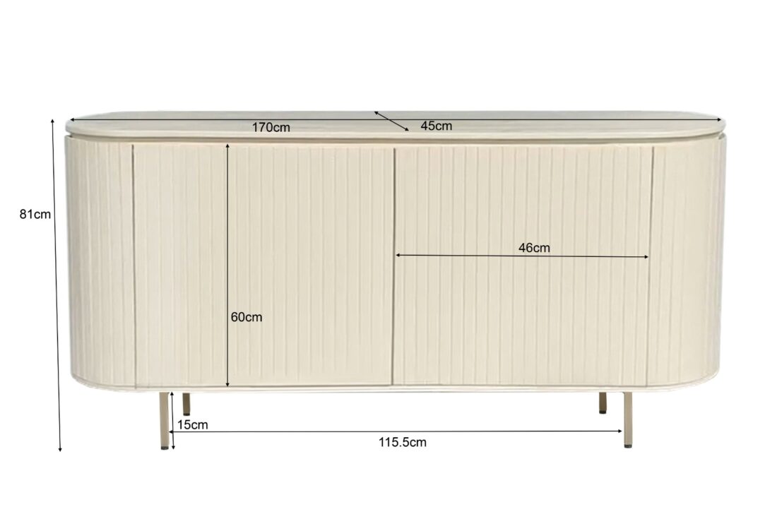 Dressoir Patou 8211 Beige Hardhout 8211 170 Cm