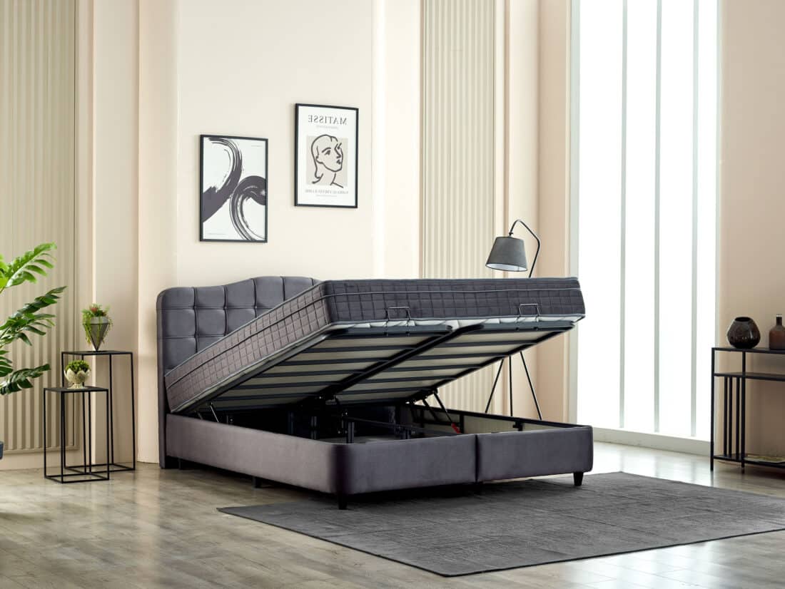 Opbergboxspring Marrakech Velvet Antraciet 140 215 200