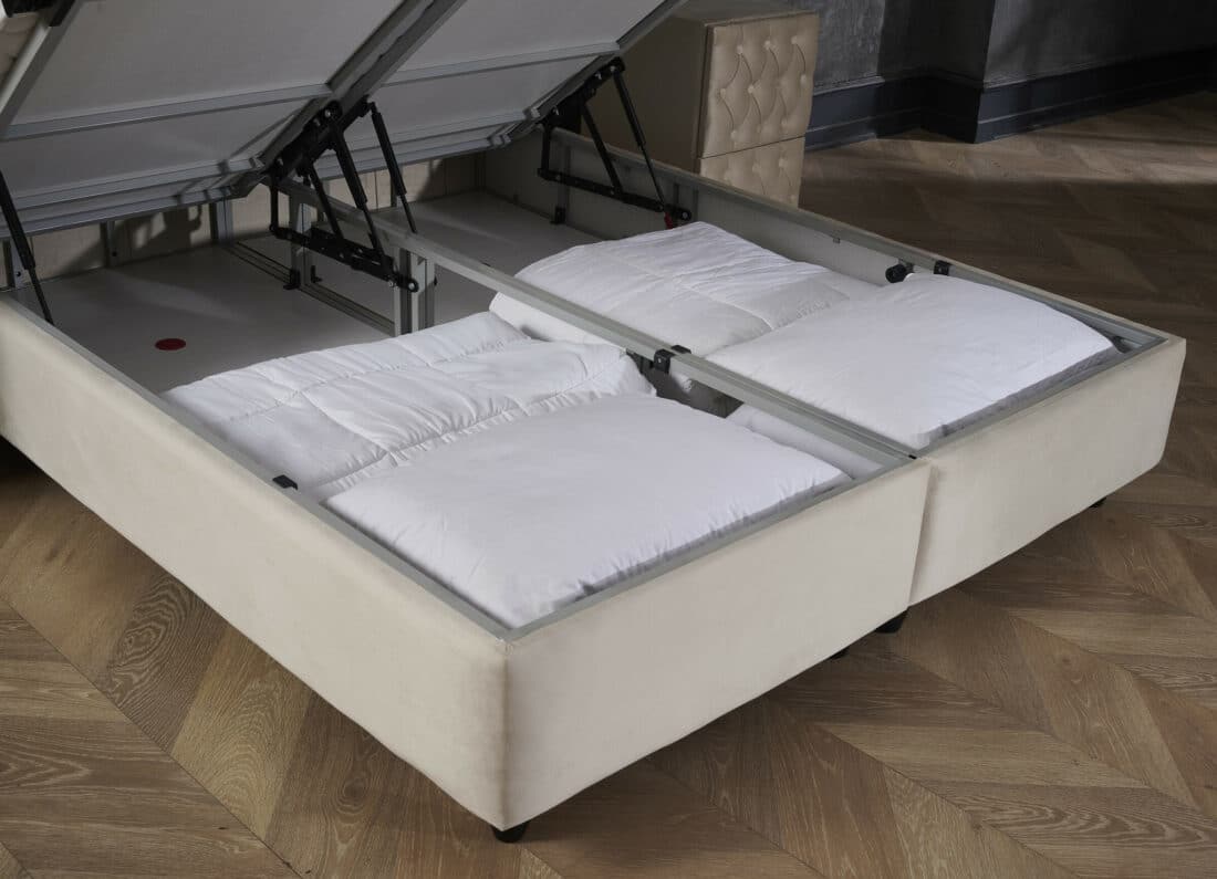 Opbergboxspring Aurora Fluweel Beige 140 215 200 Cm