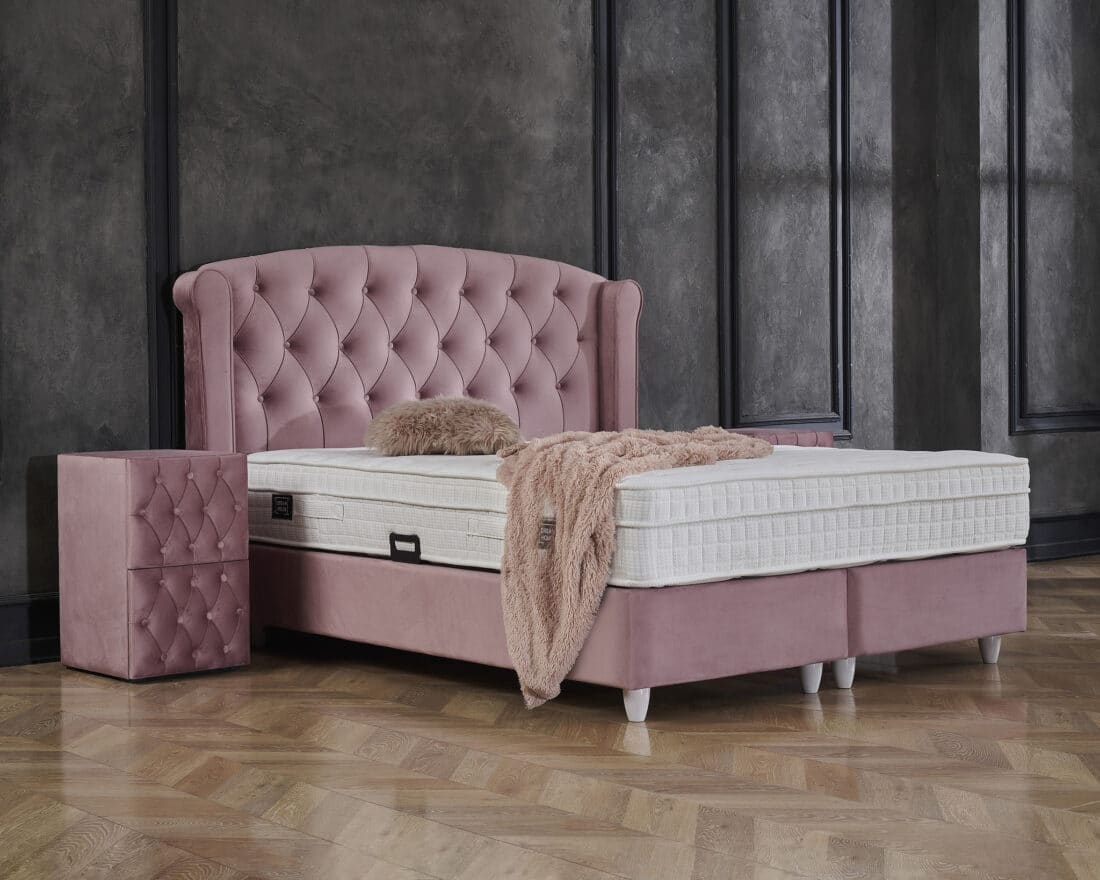 Opbergboxspring Aurora Velvet Roze 90 215 200