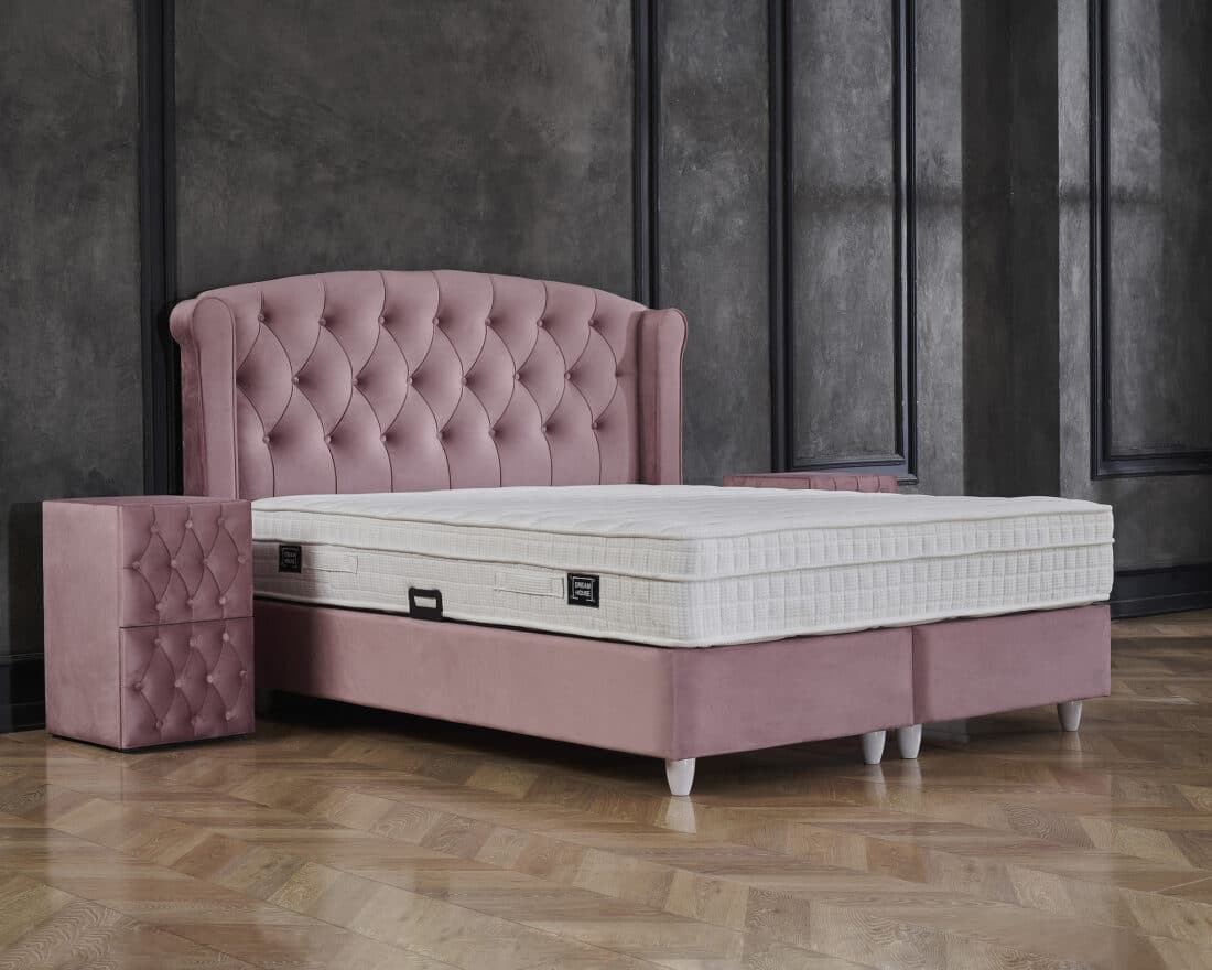 Opbergboxspring Aurora Velvet Roze 90 215 200