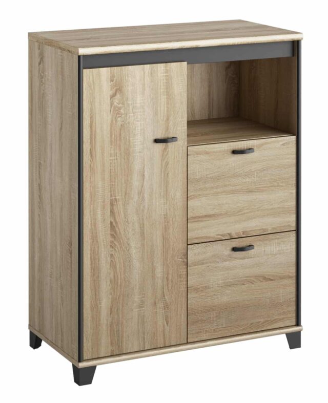 Opbergkast Mambo 8211 Sonoma Eik Zwart 8211 Met 1 Deur En 2 Lades