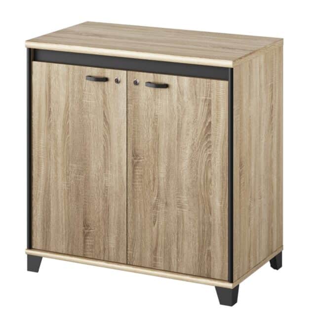 Lage Opbergkast Mambo 8211 Chene Sonoma Zwart 8211 Met 2 Deuren