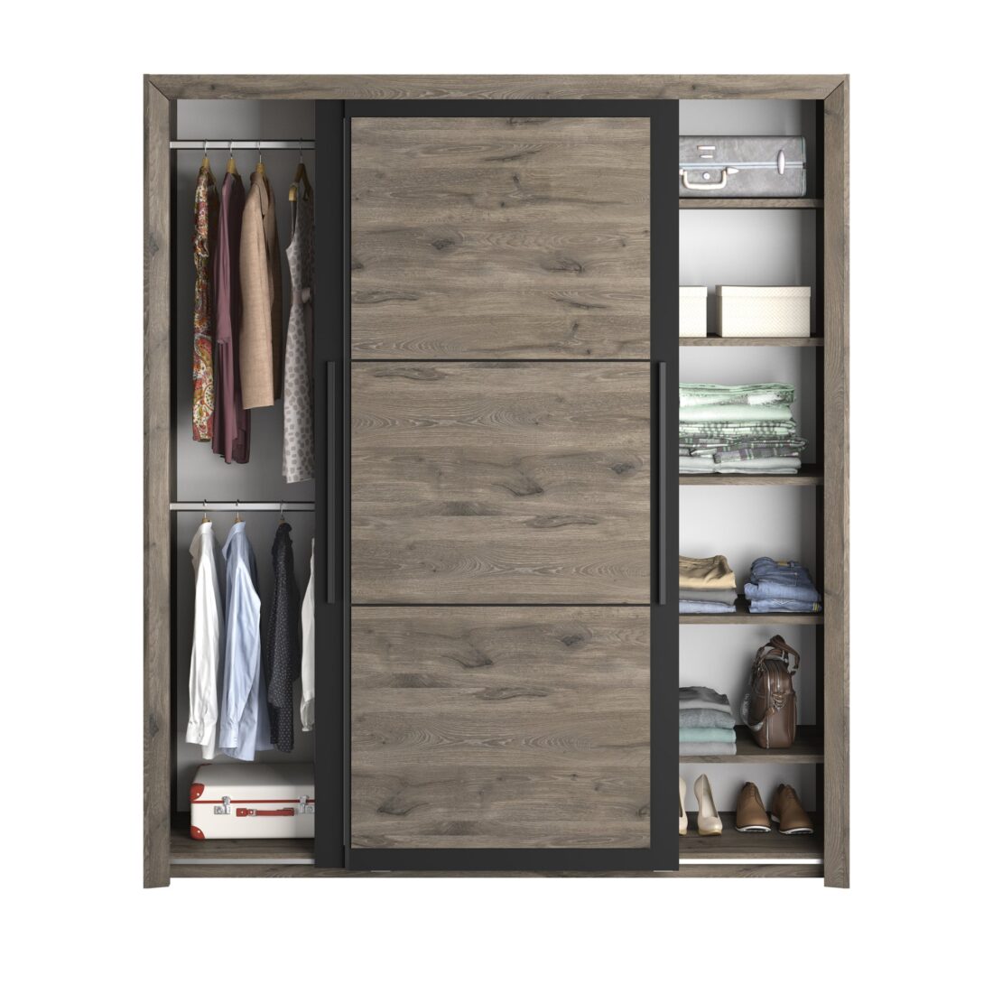 Linnenkast Brugge 8211 Viking Eikenhout 8211 2 Schuifdeuren 8211 Spiegel 8211 200 Cm