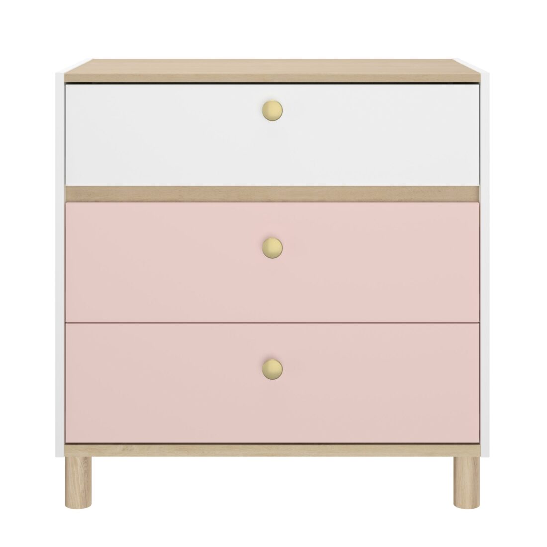 Ladekast Romy 8211 Wit Roze Licht Eiken Mdf 8211 Met 3 Lades Ladekast Romy 8211 Wit Roze Licht Eiken Mdf 8211 Met 3 Lades