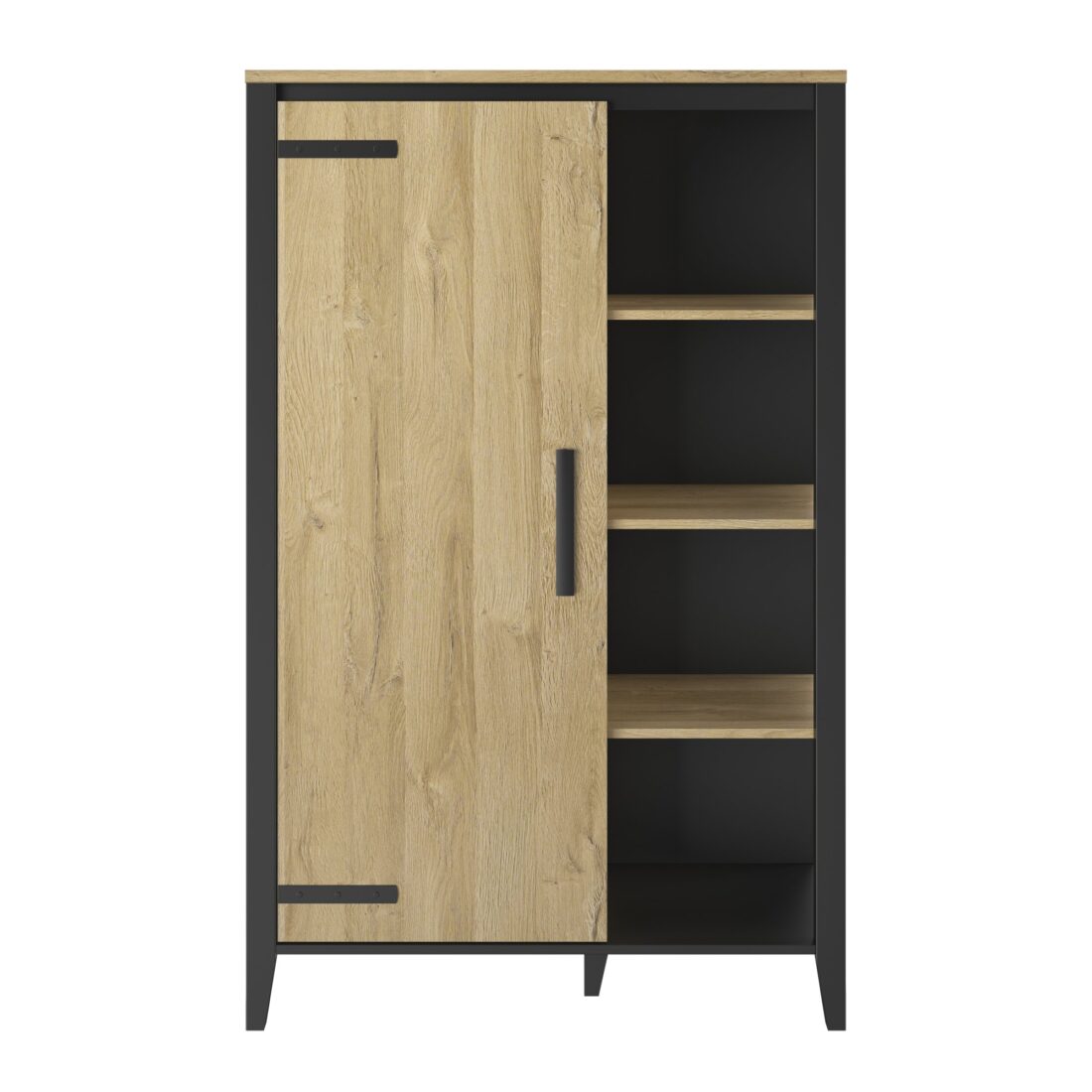 Hoge Buffetkast Cork 8211 Goud Eiken Mat Zwart 8211 Met 1 Deur