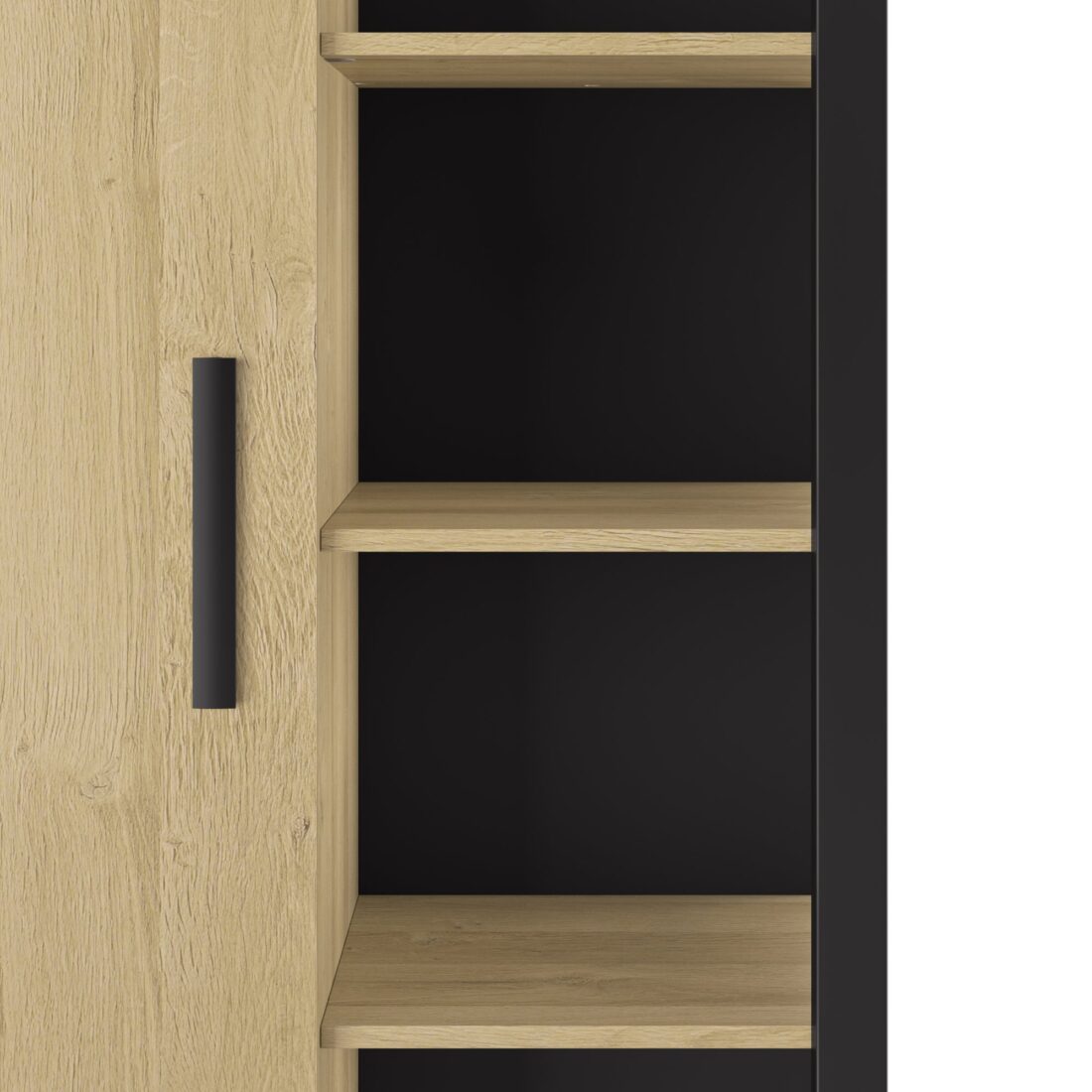 Hoge Buffetkast Cork 8211 Goud Eiken Mat Zwart 8211 Met 1 Deur