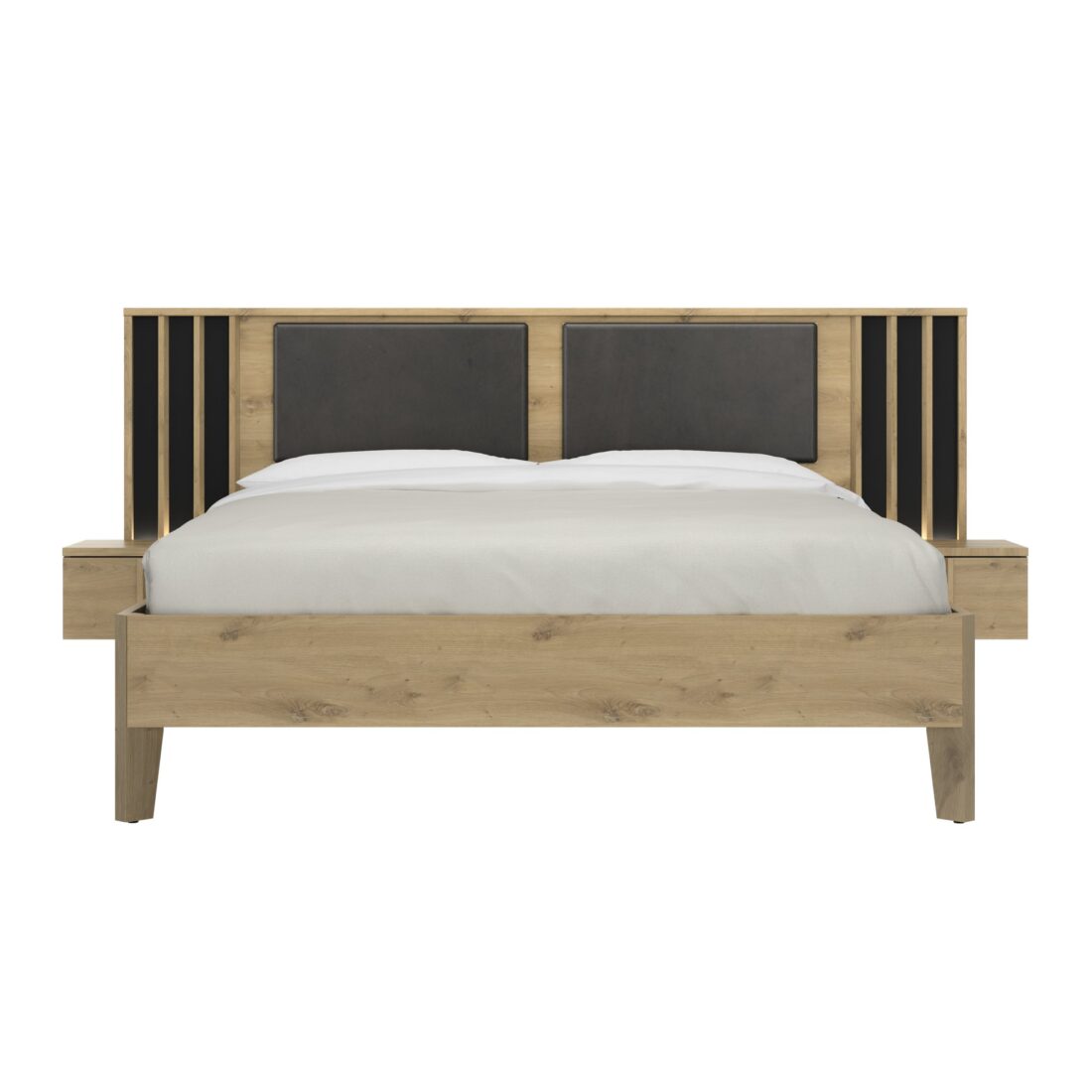 Ledikant Rivoli 8211 Chene Artisan Antraciet Pu Hoofdbord 8211 140 160 180 215 200 Cm