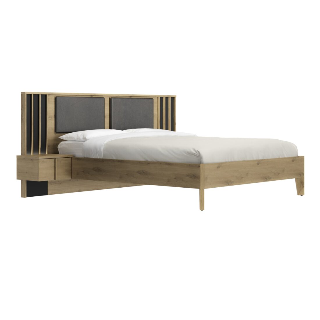 Ledikant Rivoli 8211 Chene Artisan Antraciet Pu Hoofdbord 8211 140 160 180 215 200 Cm