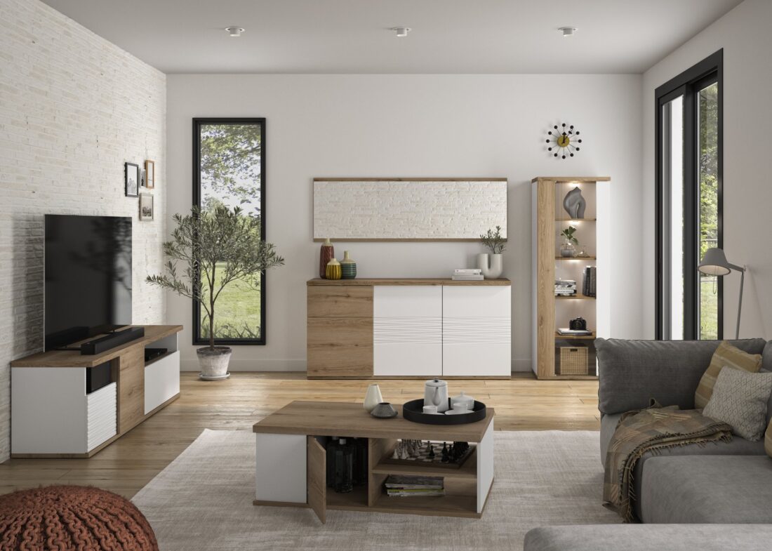 Salontafel Otello 8211 Wit Hoogglans Helvezia Eik 8211 1 Deur