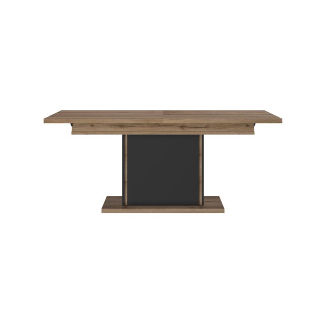 Eetkamertafel Otello 8211 Eiken Melamine Mat Zwart 8211 Verlengstuk 8211 160 Cm