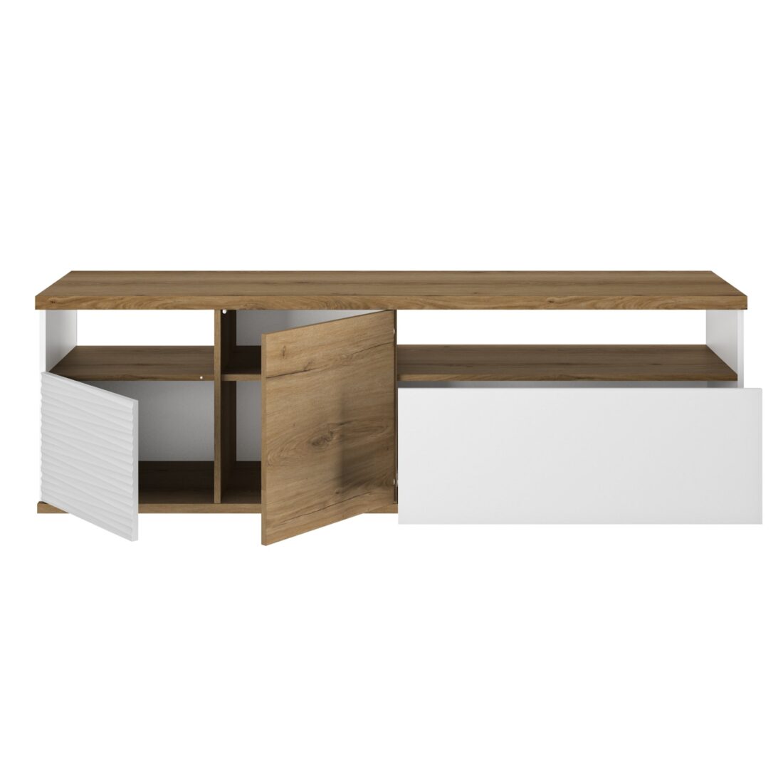 Tv Meubel Otello 8211 Wit Hoogglans 8211 2 Deuren 1 Lade