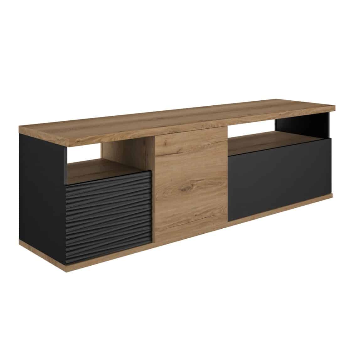 Tv Meubel Otello 8211 Matzwart 8211 Bruin 8211 2 Deuren En 1 Lade