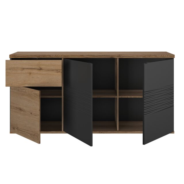 Dressoir Otello 8211 Matzwart Bruin Melamine 8211 3 Deuren En 1 Lade