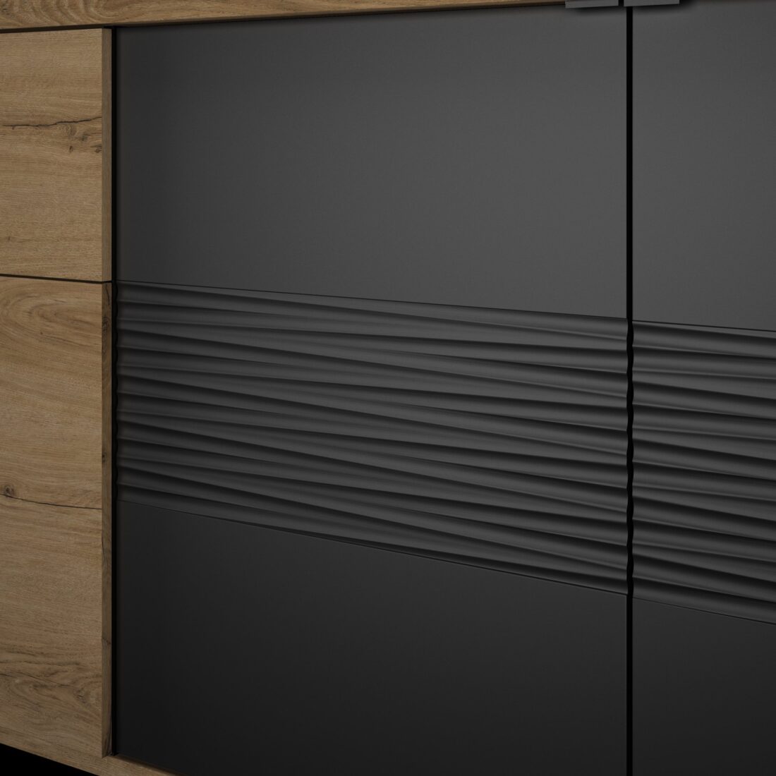 Dressoir Otello 8211 Matzwart Bruin Melamine 8211 3 Deuren En 1 Lade