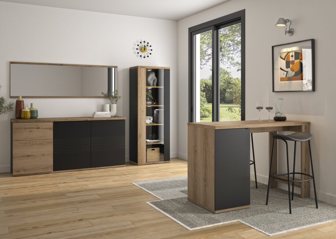 Barmeubel Otello 8211 Matzwart 8211 Bruin Melamine