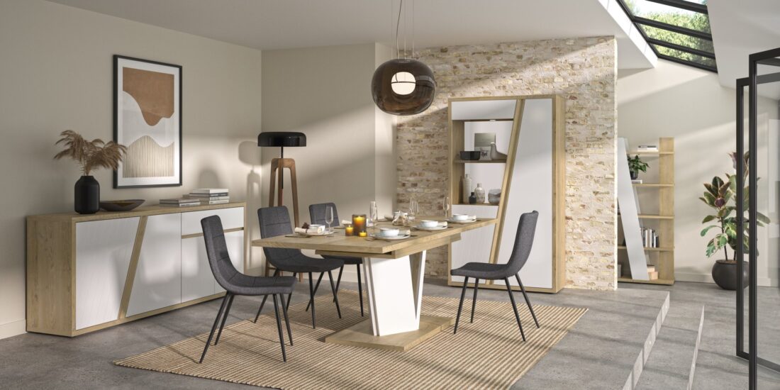 Dressoir Epura 8211 Wit Hoogglans Eiken Melamine 8211 4 Deuren En Lade