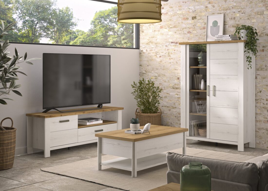 Servieskast Manosque 8211 Helvezia Eikendecor 8211 Met 2 Deuren Waarvan 1 Glazen Deur