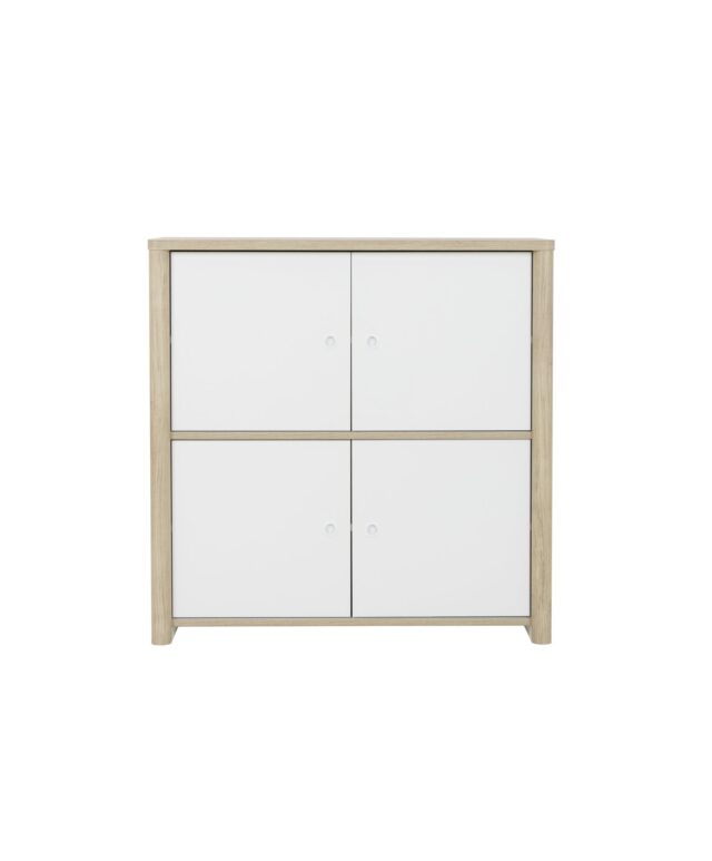 Opbergkast Matis 8211 Kastanjeafwerking 8211 Wit Mdf 8211 Met 4 Deuren