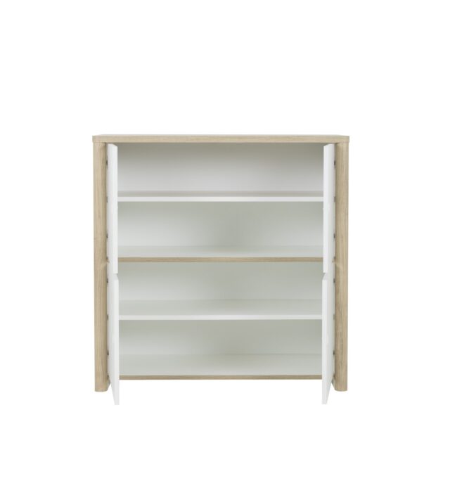 Opbergkast Matis 8211 Kastanjeafwerking 8211 Wit Mdf 8211 Met 4 Deuren