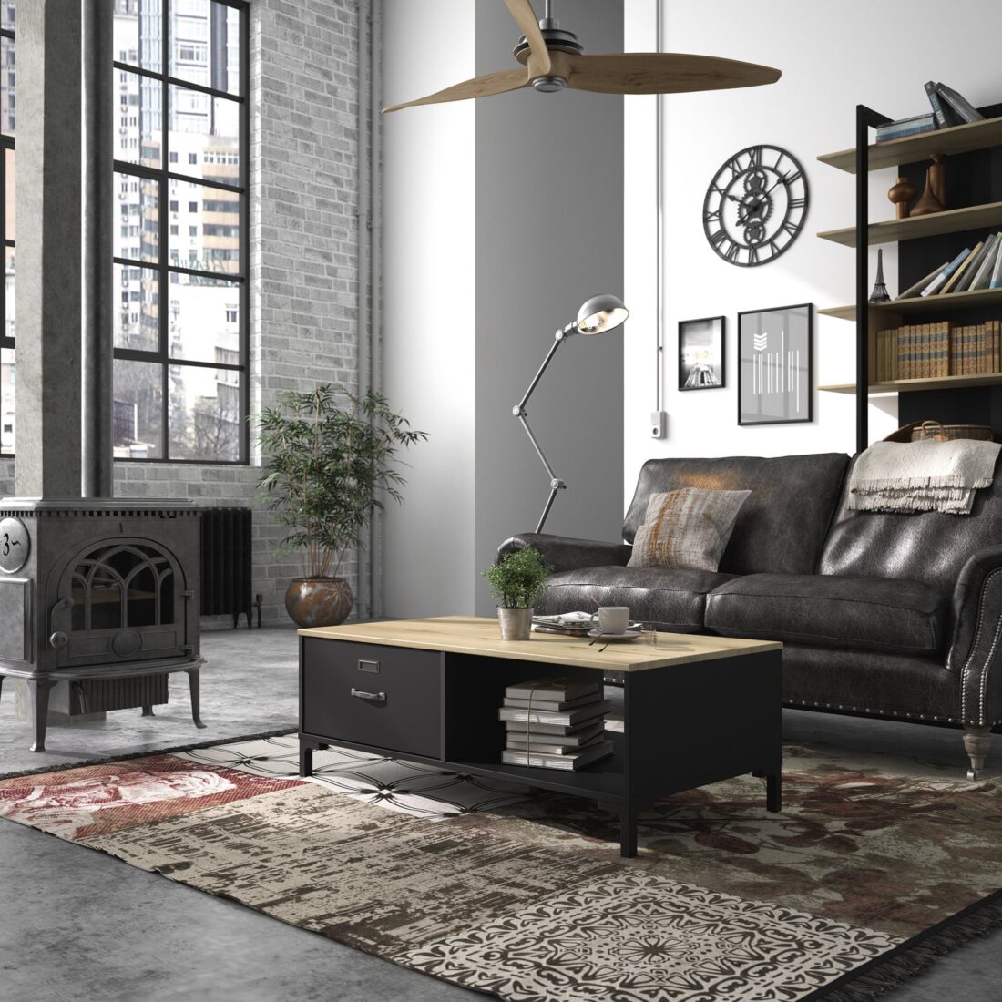 Salontafel Manchester 8211 Zwart Helvezia Eiken 8211 1 Lade En 1 Vak Salontafel Manchester 8211 Zwart Helvezia Eiken 8211 1 Lade En 1 Vak